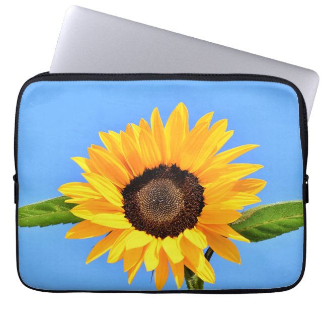 Housse Pour Ordinateur Portable Tournesol jaune contre soleil sur ciel bleu - été (Devant)