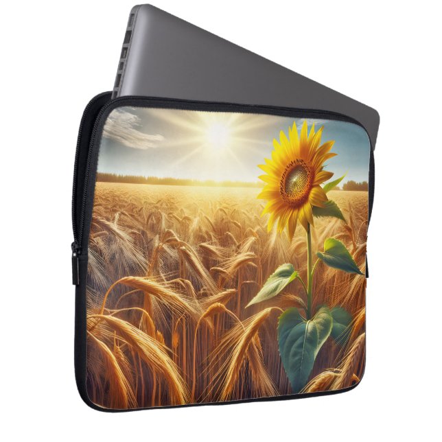Housse Pour Ordinateur Portable Tournesol Solitaire En Champ De Blé (Devant droit)