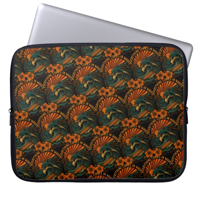 Housse Pour Ordinateur Portable Tout Vient En Vagues Rétro (Devant)