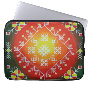 Housse Pour Ordinateur Portable Traditional Latvian folk art with symbols painting