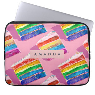 Housse Pour Ordinateur Portable Tranche de gâteau arc-en-ciel coloré personnalisé