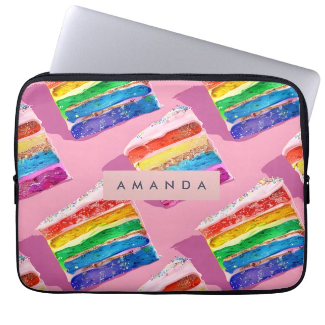 Housse Pour Ordinateur Portable Tranche de gâteau arc-en-ciel coloré personnalisé (Devant)
