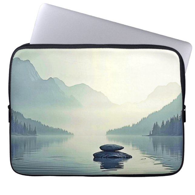 Housse Pour Ordinateur Portable Tranquil Mountain Lake Serenity (Devant)