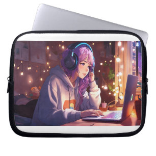 Housse Pour Ordinateur Portable "Travailler et jouer avec le capot portable Anime