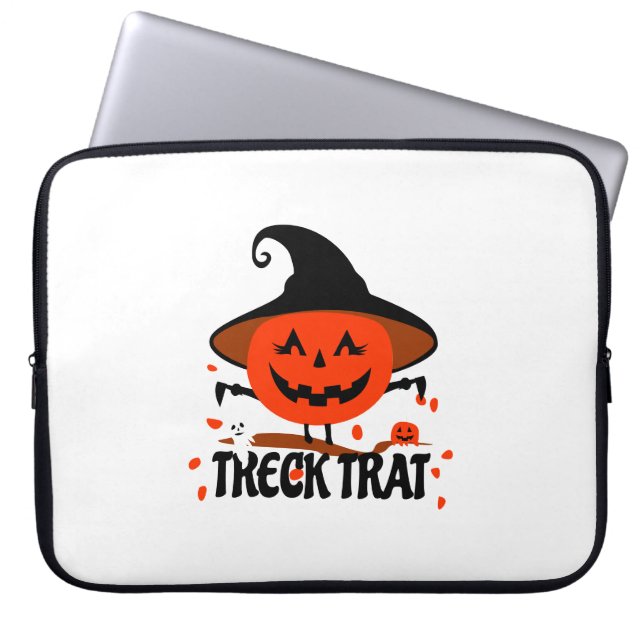 Housse Pour Ordinateur Portable Treck Trat Citrouille Sourire (Devant)