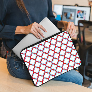 Housse Pour Ordinateur Portable Trellis blanc et rouge, treillis, Quatrefoil