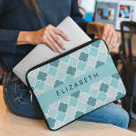 Housse Pour Ordinateur Portable Trellis Bleu Marocain, Quatrefoil, Votre Nom<br><div class="desc">Elégante,  élégante et raffinée,  trellis marocaine motif de couleur bleue. Un cadeau moderne et branché,  parfait pour les amoureux de la latticework dans votre vie. Personnalisez en ajoutant votre nom,  votre pseudonyme,  votre monogramme ou vos initiales.</div>