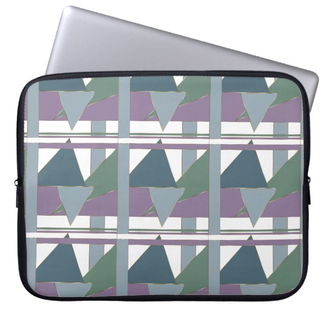 Housse Pour Ordinateur Portable Triangle géométrique Motif bleu violet vert (Devant)
