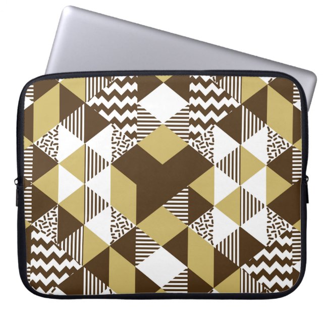 Housse Pour Ordinateur Portable Triangle transparent : mode doré géométrique. (Devant)
