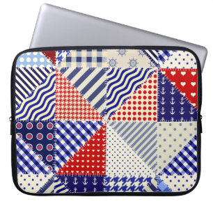 Housse Pour Ordinateur Portable Triangles De Patchwork Rétro Style Nautique