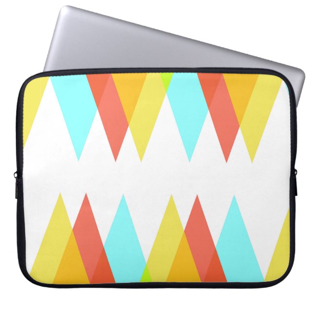 Housse Pour Ordinateur Portable Triangles jaunes, rouges et bleus cadets (Devant)