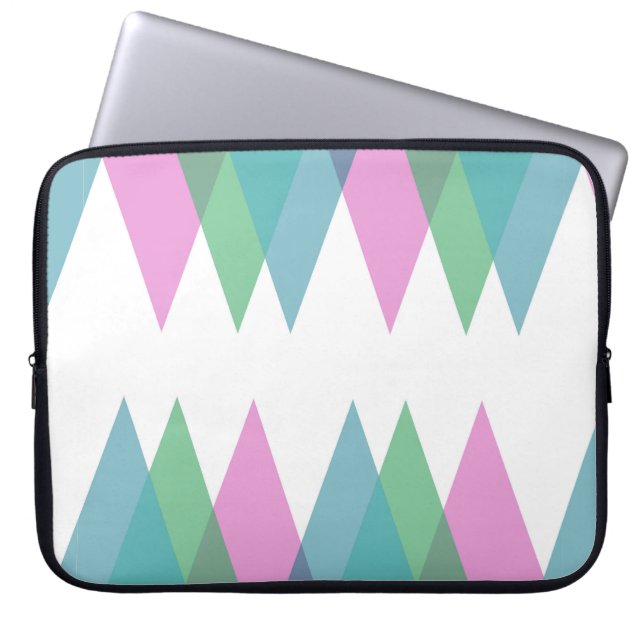 Housse Pour Ordinateur Portable Triangles rose et vert (Devant)