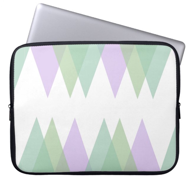 Housse Pour Ordinateur Portable Triangles vert et lilas (Devant)