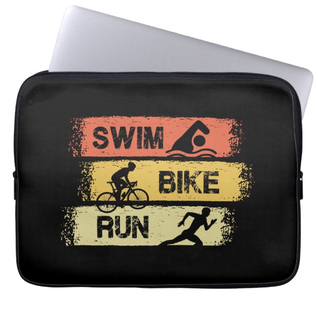 Housse Pour Ordinateur Portable Triathlon - Course à vélo de natation (Devant)
