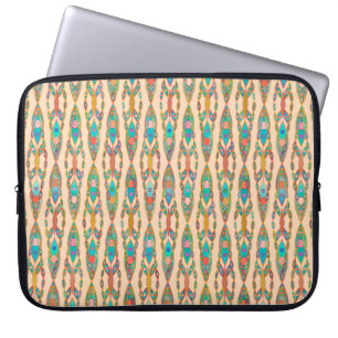 Housse Pour Ordinateur Portable Tribal Batik - Peach Pink and Turquoise