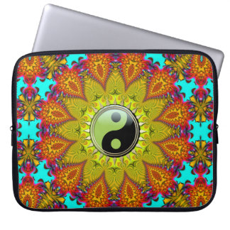 Housse Pour Ordinateur Portable Tribal coloré vif Yin Yang Sunflower Mandala