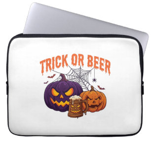 Housse Pour Ordinateur Portable Trick Or Beer Mug citrouilles Halloween Toile d'ar