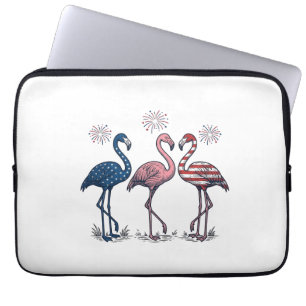 Housse Pour Ordinateur Portable Trio de flamants patriotiques dessin de gravure vi