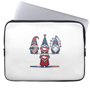 Housse Pour Ordinateur Portable Trio de gnomes patriotiques dessin vectoriel vinta