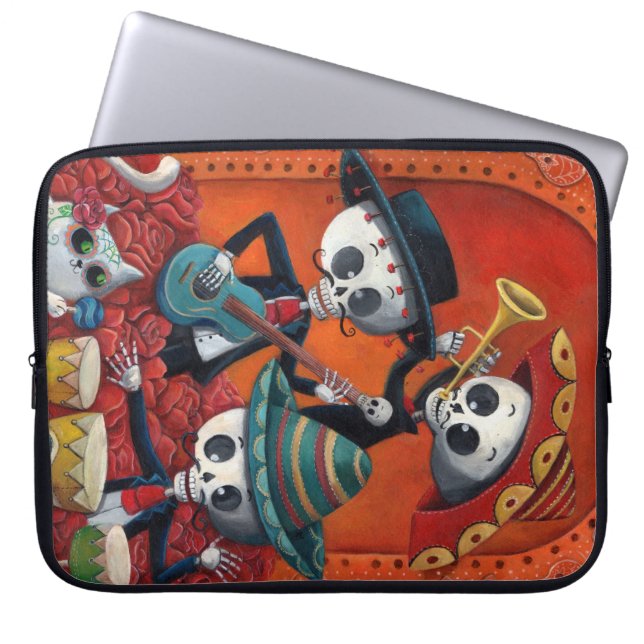 Housse Pour Ordinateur Portable Trio de mariachi de Dia de Los Muertos Skeleton (Devant)