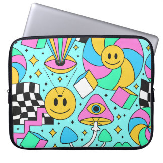 Housse Pour Ordinateur Portable Trippy arc-en-ciel 60s pop psychédélique fluide pa