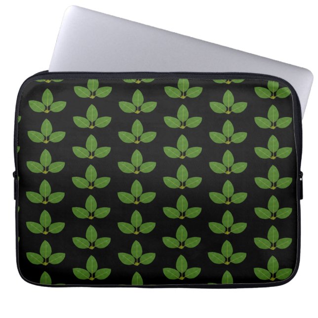 Housse Pour Ordinateur Portable Trois feuilles vertes modernes (Devant)