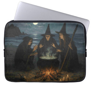 Housse Pour Ordinateur Portable Trois Sorcières Brew Cauldron Pleine lune Beach