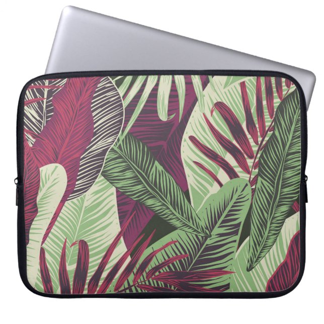 Housse Pour Ordinateur Portable Tropical Exotic : Vert tendance sans couture (Devant)