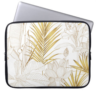 Housse Pour Ordinateur Portable Tropical ligne florale exotique feuilles de palmie