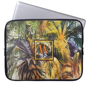 Housse Pour Ordinateur Portable Tropical Palm Tree Painting with Monogram