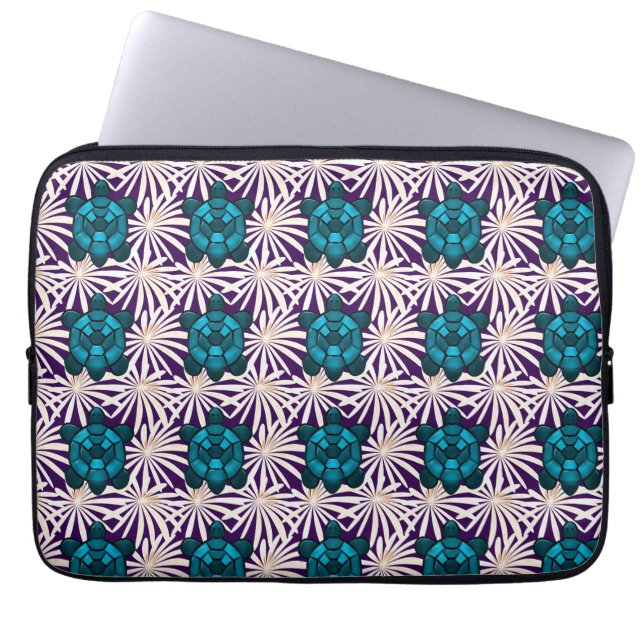 Housse Pour Ordinateur Portable Tropical Turtle Floral Pattern Seamless Sea Turtle (Devant)