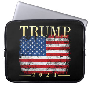 Housse Pour Ordinateur Portable Trump 2024 Elegant Gold Vintage American Drapeau