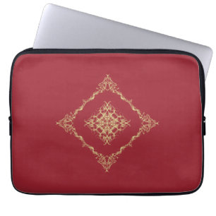 Housse Pour Ordinateur Portable Tudor a inspiré l'or et la fractale rouge 13