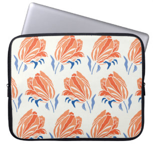 Housse Pour Ordinateur Portable Tulipe baroque : Linocut Vintage botanique