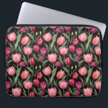 Housse Pour Ordinateur Portable Tulipe florale rose et rouge<br><div class="desc">Ce sac ordinateur portable en tissu dispose d'un design avec des fleurs de tulipe rose et rouge vibrantes contre un arrière - plan noir foncé. Les feuilles de tulipe vert luxuriant ajoutent du contraste, apportant une fraîche pop de couleur à l'arrière - plan sombre. Ce motif floral audacieux dégage élégance...</div>