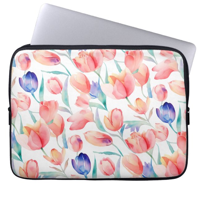 Housse Pour Ordinateur Portable Tulipes d'aquarelle Motif (Devant)