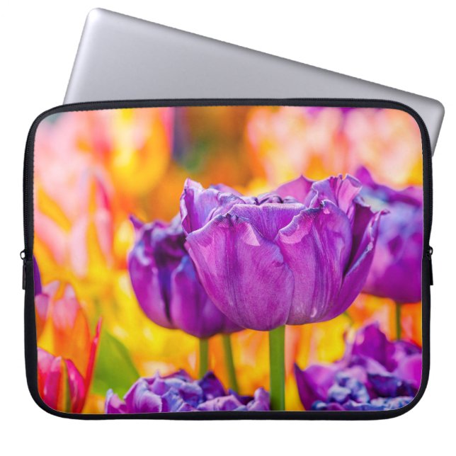Housse Pour Ordinateur Portable Tulipes Enchantant violet (Devant)