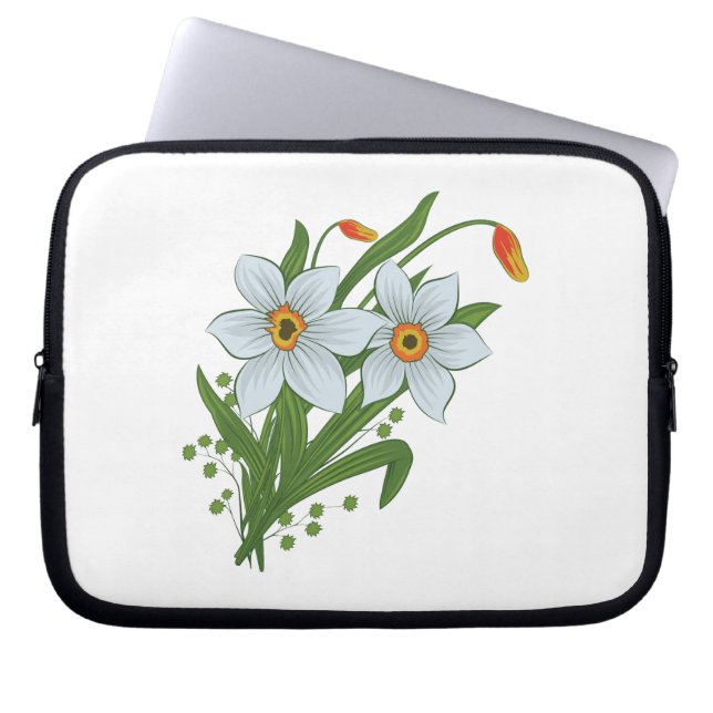 Housse Pour Ordinateur Portable Tulipes et fleurs de jonquilles (Devant)