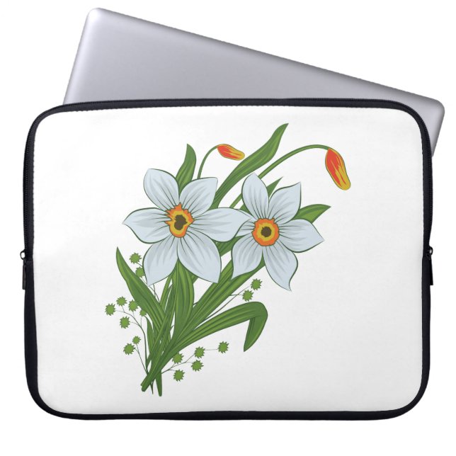 Housse Pour Ordinateur Portable Tulipes et fleurs de jonquilles (Devant)