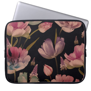 Housse Pour Ordinateur Portable Tulipes florales, muscari : vintage sans soudure