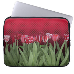 Housse Pour Ordinateur Portable Tulipes rouges sur dégradé