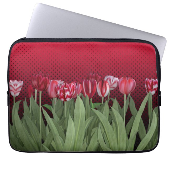 Housse Pour Ordinateur Portable Tulipes rouges sur dégradé (Devant)