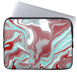 Housse Pour Ordinateur Portable Turquoise, Bourgogne, persiennes en marbre rouge e