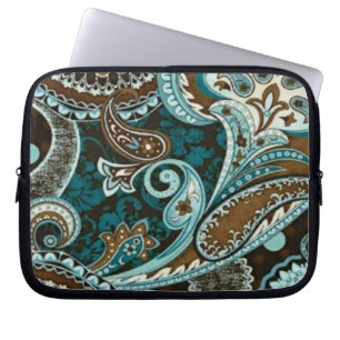 Housse Pour Ordinateur Portable Turquoise Brown Vintage Paisley