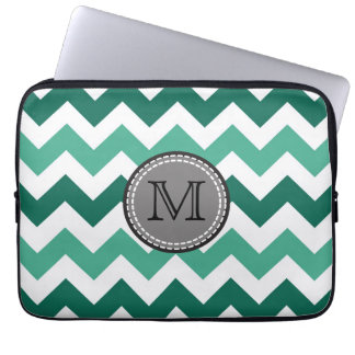 Housse Pour Ordinateur Portable Turquoise et Mint Chevron Zigzag Monogram
