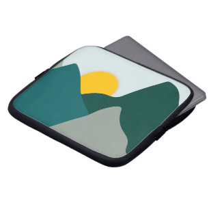 Housse Pour Ordinateur Portable Turquoise Milieu De Montagne Minimale