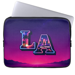 Housse Pour Ordinateur Portable Typographie Art Néon de Style Californie des Année