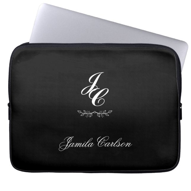 Housse Pour Ordinateur Portable typographie classique minimale monogrammée (Devant)