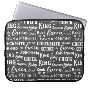 Housse Pour Ordinateur Portable Typographie de l'Échecs Master King Queen Knight