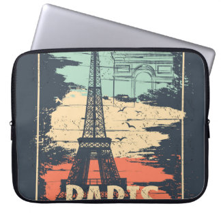 Housse Pour Ordinateur Portable Typographie parisienne : affiche Eiffel abstraite.